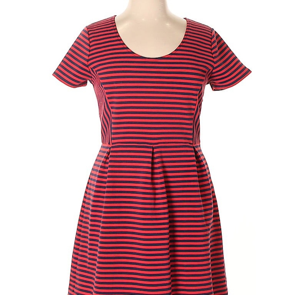 J. Crew Factory Red and Blue Striped Mini Dress